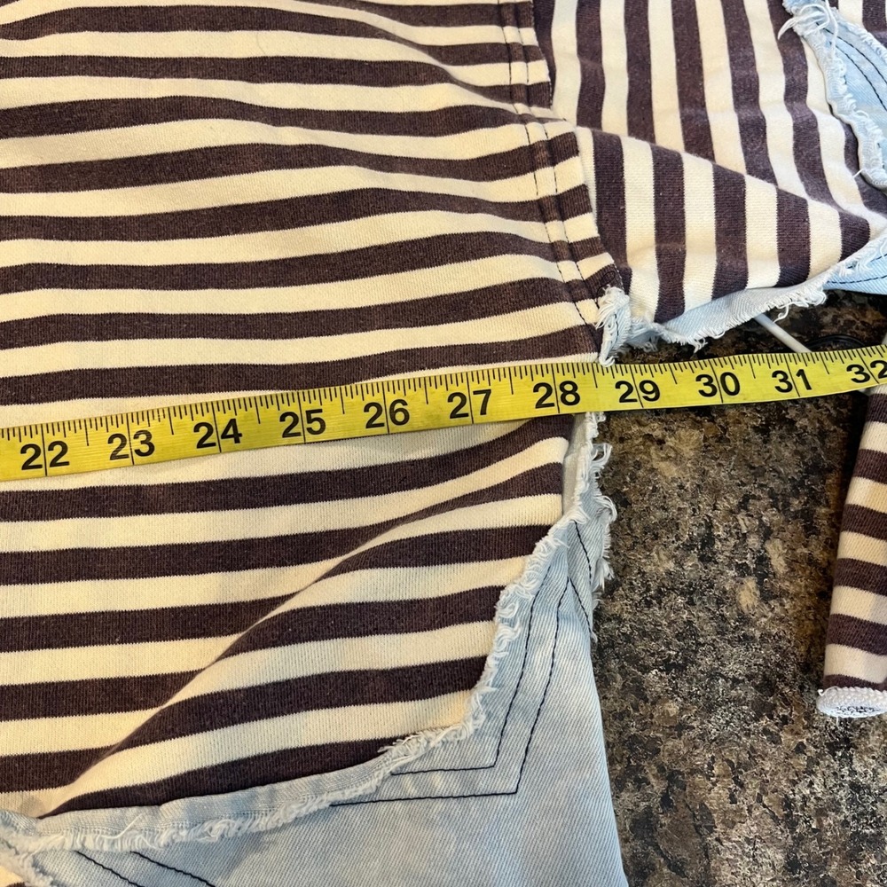 Oli & Hali Star Patch Striped Sweatshirt Distressed Boutique Brown Large - Picture 11 of 12